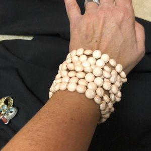 Pink beaded stacked bracelet